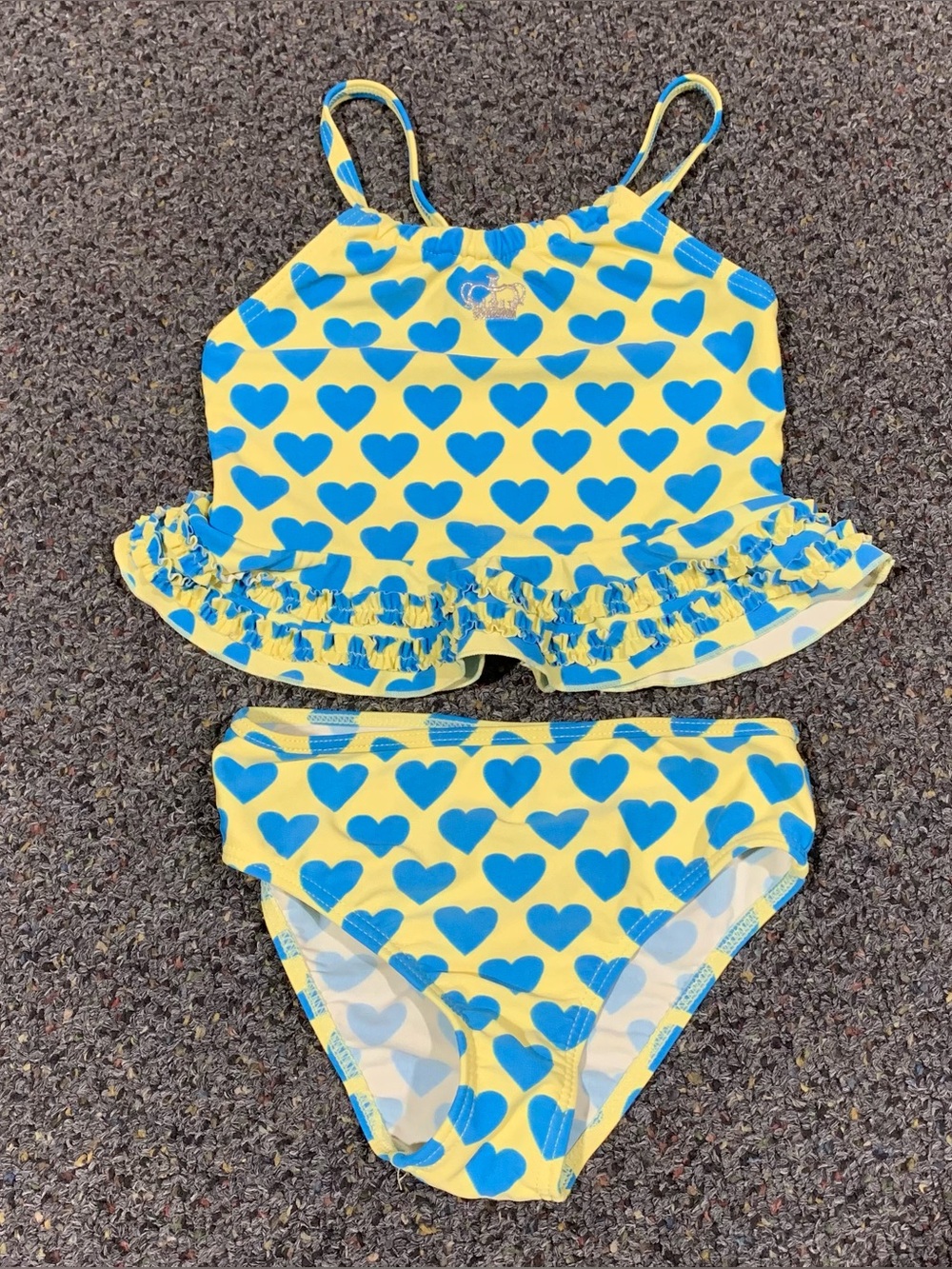 Juicy Couture girls 12/18 month polka dot hearts ruffled tankini swimsuit